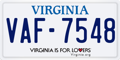 VA license plate VAF7548