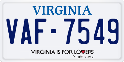 VA license plate VAF7549