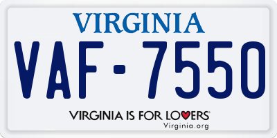 VA license plate VAF7550