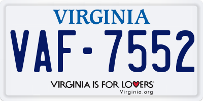 VA license plate VAF7552