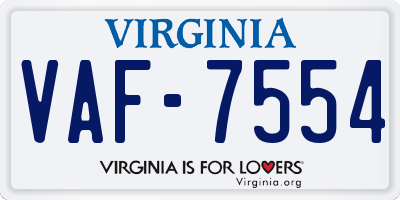 VA license plate VAF7554