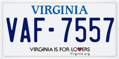 VA license plate VAF7557