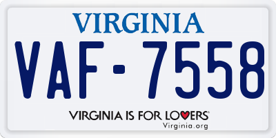 VA license plate VAF7558