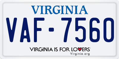 VA license plate VAF7560