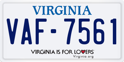 VA license plate VAF7561