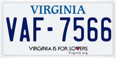 VA license plate VAF7566