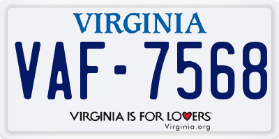 VA license plate VAF7568