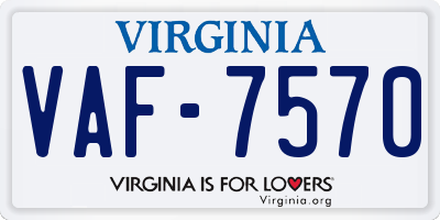 VA license plate VAF7570