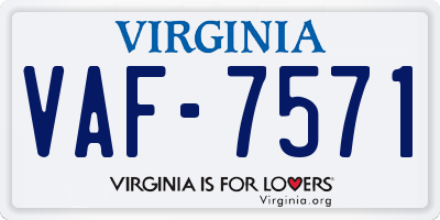 VA license plate VAF7571