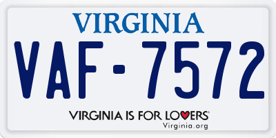 VA license plate VAF7572