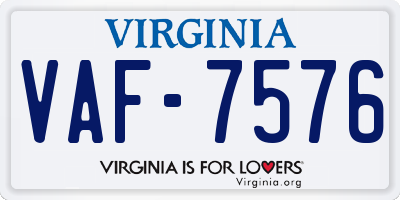 VA license plate VAF7576