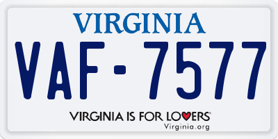 VA license plate VAF7577