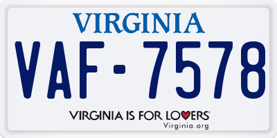 VA license plate VAF7578