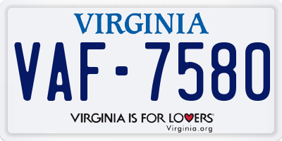 VA license plate VAF7580