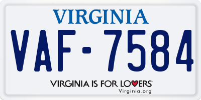 VA license plate VAF7584