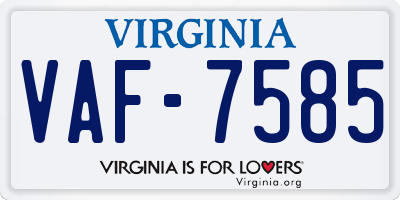 VA license plate VAF7585