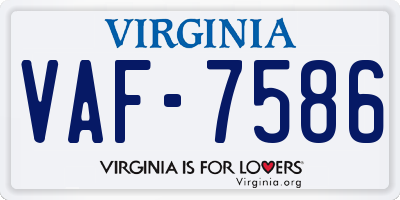 VA license plate VAF7586