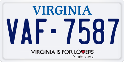 VA license plate VAF7587