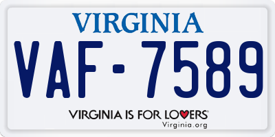 VA license plate VAF7589