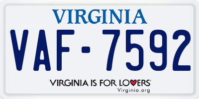 VA license plate VAF7592