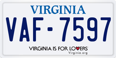 VA license plate VAF7597