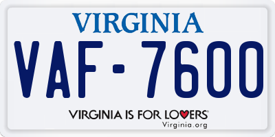 VA license plate VAF7600