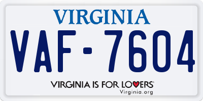 VA license plate VAF7604