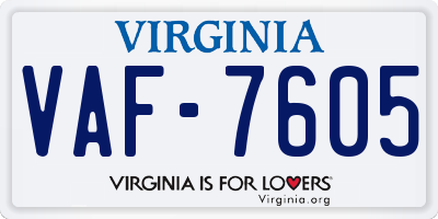 VA license plate VAF7605
