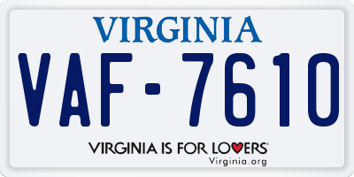 VA license plate VAF7610