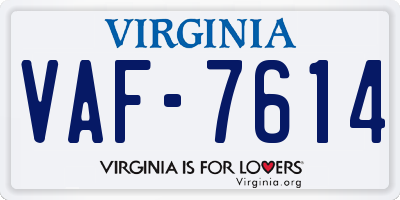 VA license plate VAF7614