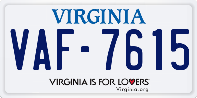 VA license plate VAF7615