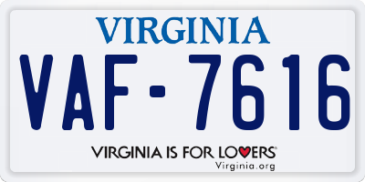 VA license plate VAF7616