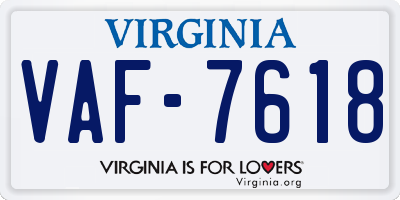 VA license plate VAF7618