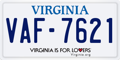 VA license plate VAF7621