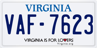VA license plate VAF7623