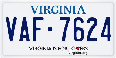VA license plate VAF7624