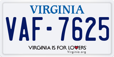 VA license plate VAF7625