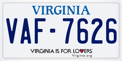VA license plate VAF7626