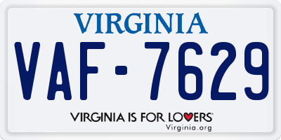 VA license plate VAF7629