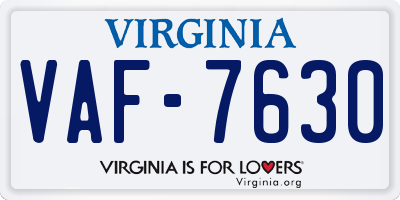 VA license plate VAF7630