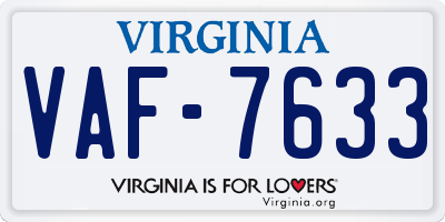 VA license plate VAF7633