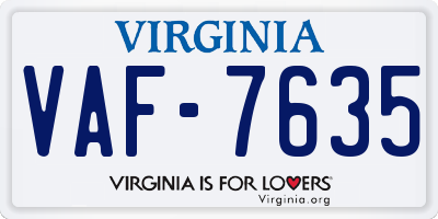 VA license plate VAF7635