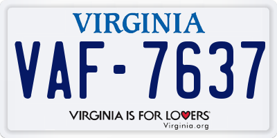 VA license plate VAF7637