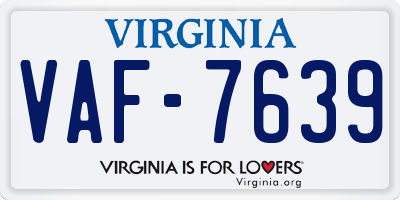 VA license plate VAF7639