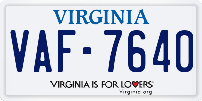 VA license plate VAF7640