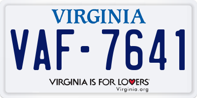 VA license plate VAF7641