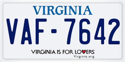 VA license plate VAF7642