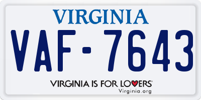 VA license plate VAF7643