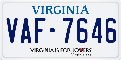 VA license plate VAF7646