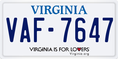 VA license plate VAF7647